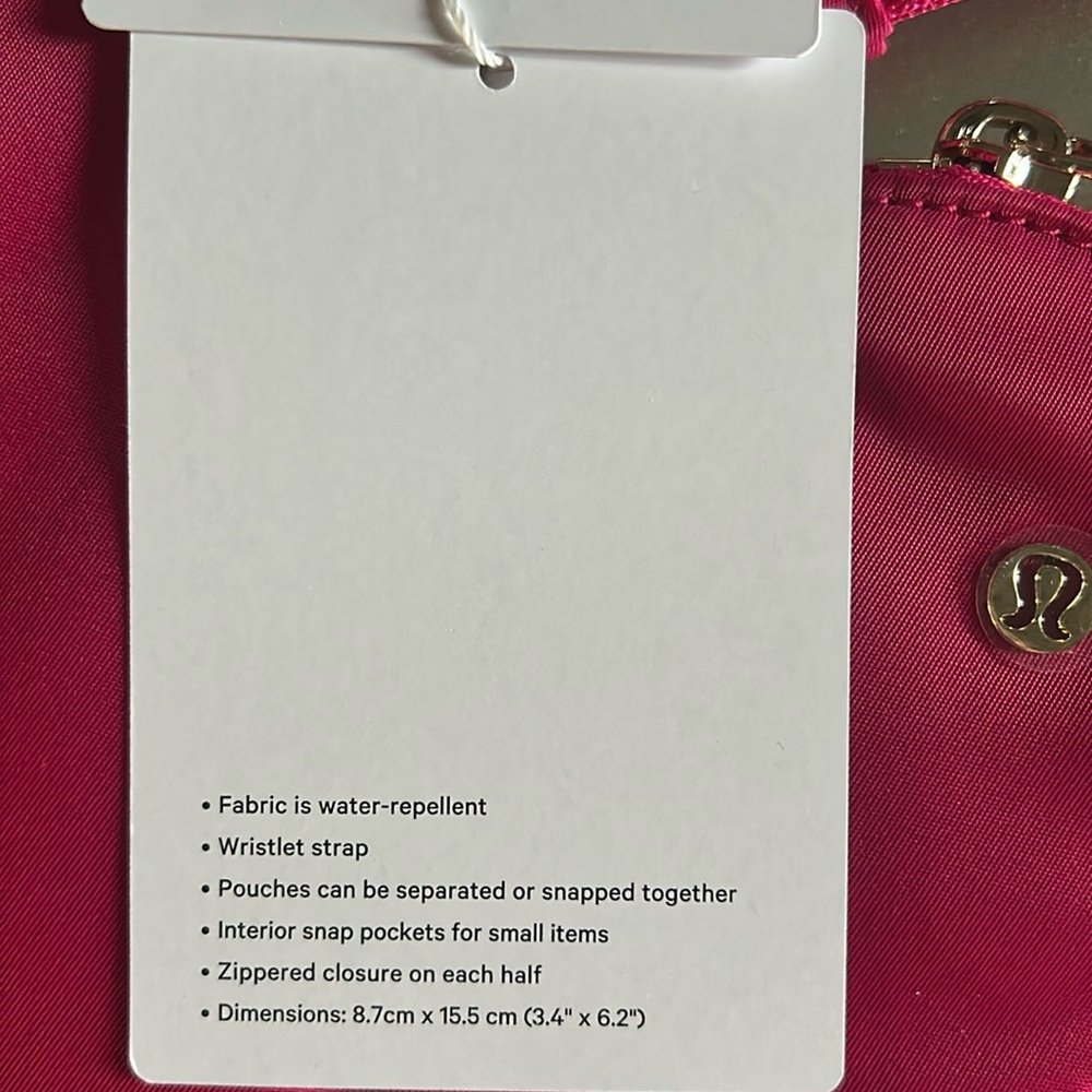 🆕 LULULEMON Dual Pouch Wristlet Heart Pink Passionate / Gold NWT - Picture 16 of 17